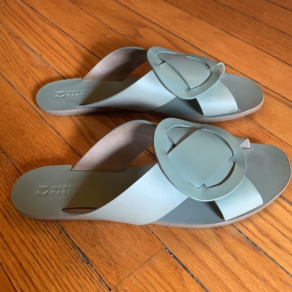 Mercedes Castillo Carlein Slide Leather Sandal Mint Leather Size 9 - Picture 3 of 3
